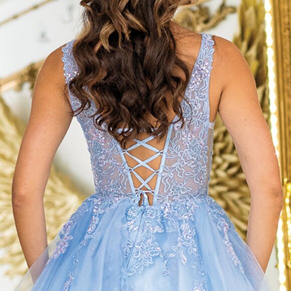 New Bahama Blush Floral Lace Embellished Short Evening Baby Doll Dress w DQ 3414 - Picture 5 of 9